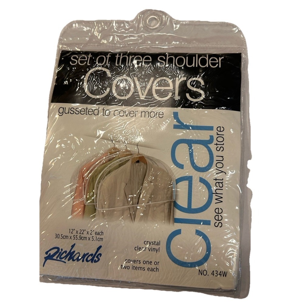 Shoulder Covers Clear 2-Sets of 3 Garment Protectors Closet Storage Clear - Picture 4 of 7